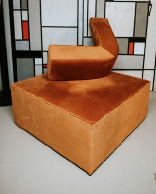 Maxi Pouf in Smooth Velvet with Movable Backrest, Italy, 1980s-ERB-1756999