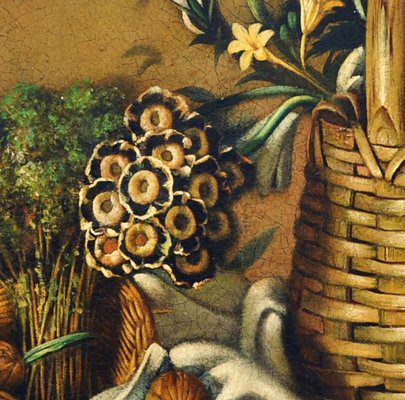 Maximilian Ciccone, Italian Still Life of Flowers & Fruit, Oil on Canvas, Framed-YUW-1298523