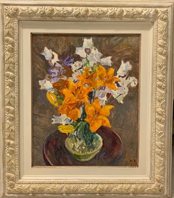 Maya Kopitzeva, Bouquet of Orange Flowers, 1981, Oil Painting, Framed-QUE-1386523