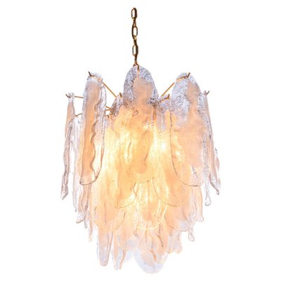 Mazzega Murano Glass Petals Gold Plated Chandelier, 1970s-DEK-948397