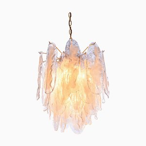 Mazzega Murano Glass Petals Gold Plated Chandelier, 1970s-DEK-948397