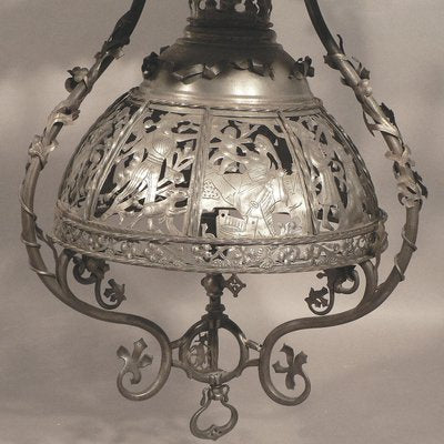 Medieval Iron Luster Handforged Chandelier, Germany, 1890s-KJP-1423587