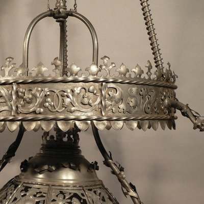 Medieval Iron Luster Handforged Chandelier, Germany, 1890s-KJP-1423587