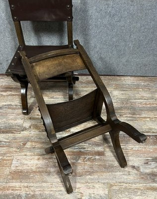 Medieval Style Chairs in Wood and Leather, Set of 2-MWB-1798394