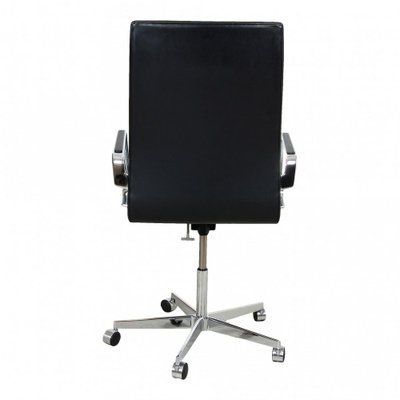 Medium High Back and Original Black Leather Oxford Office Chair by Arne Jacobsen-MTD-1400318