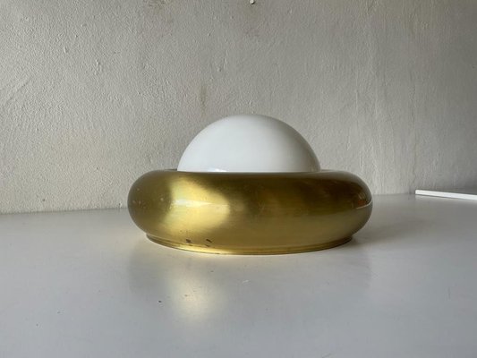 Medium Ufo Opal Glass and Brass Sconce from Valenti, Italy, 1970s-RDS-1314397