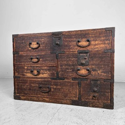 Meiji Period Low Tansu Chest of Drawers, Japan, 1890s-DWL-1760984