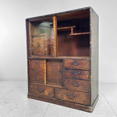 Meiji Period Mulberry Cha Tansu Tea Cabinet, Japan, 1890s-DWL-1760928