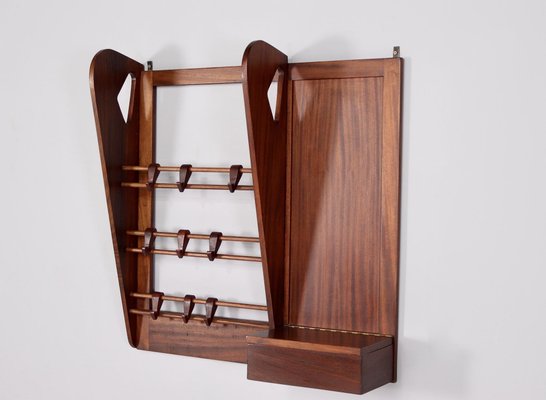 Merbau Wall-Mounted Coat Rack, 1960s-OWS-1144580