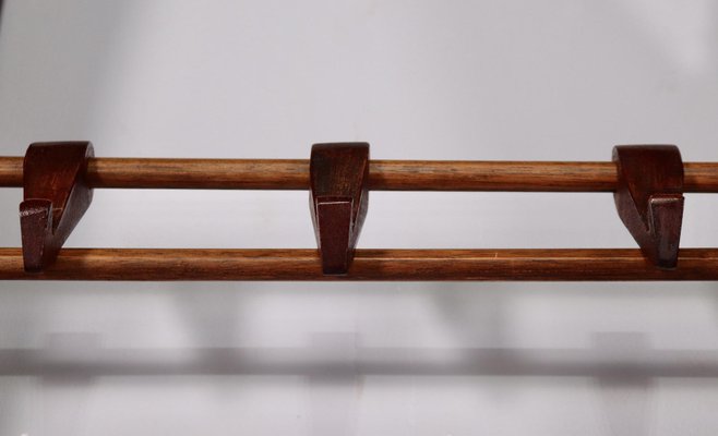 Merbau Wall-Mounted Coat Rack, 1960s-OWS-1144580