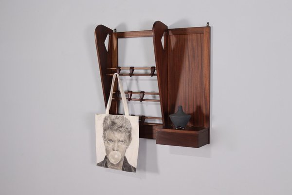 Merbau Wall-Mounted Coat Rack, 1960s-OWS-1144580