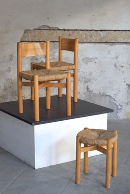 Meribel Chairs and Stool by Charlotte Perriand, 1960s, Set of 3-LA-1811438