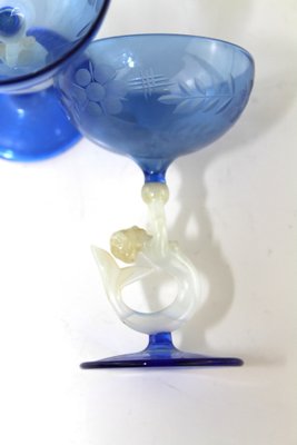 Mermaid Liqueur Set by Bimini Workshops Lauscha Glassworks, 1925, Set of 8-ZWH-1293470