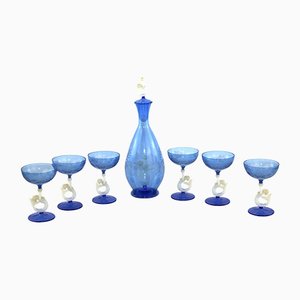 Mermaid Liqueur Set by Bimini Workshops Lauscha Glassworks, 1925, Set of 8-ZWH-1293470