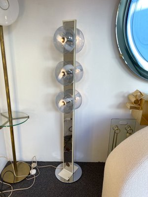 Metal and Blue Murano Glass Floor Lamp from Mazzega, Italy, 1970s-FUE-1067733