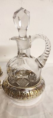 Metal and Carved Glass Vinegar Set, France, 1950s, Set of 3-RGF-1415233