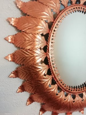 Metal and Copper Sunburst Mirror, 1960s-RGF-581357