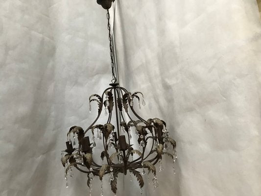 Metal and Crystal Chandelier, 1970s-WQQ-1442152