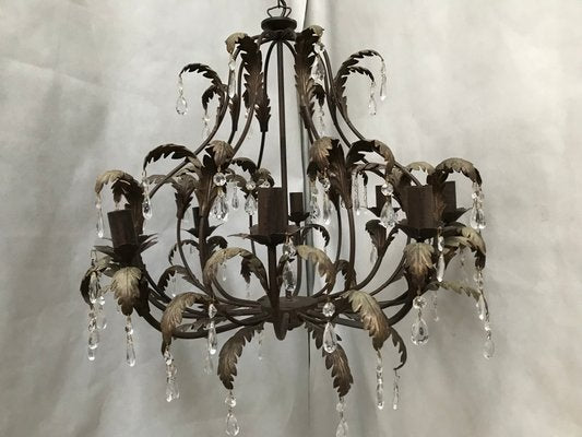 Metal and Crystal Chandelier, 1970s-WQQ-1442152