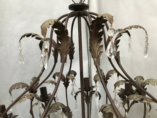 Metal and Crystal Chandelier, 1970s-WQQ-1442152