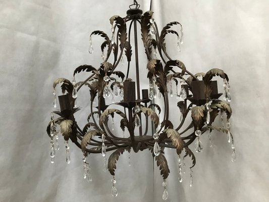 Metal and Crystal Chandelier, 1970s-WQQ-1442152