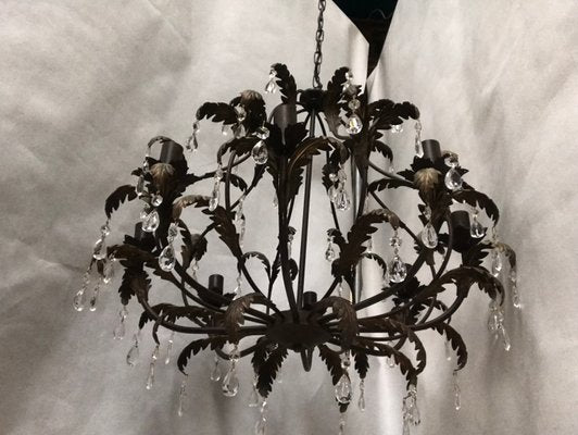 Metal and Crystal Chandelier, 1970s-WQQ-1442152