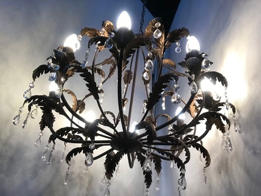 Metal and Crystal Chandelier, 1970s-WQQ-1442152