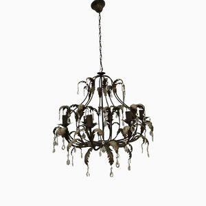 Metal and Crystal Chandelier, 1970s-WQQ-1442152