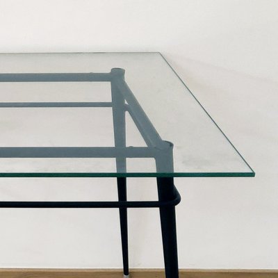 Metal and Glass Dining Table, 1970s-CQZ-681728