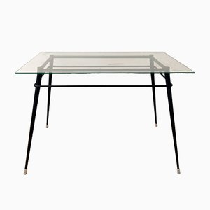 Metal and Glass Dining Table, 1970s-CQZ-681728