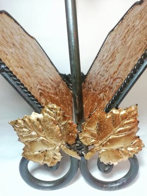 Metal and Gold Leaf Magazine Rack, 1970s-RGF-672213