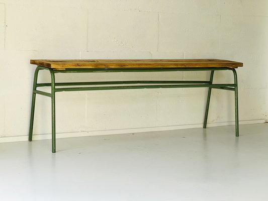 Metal and Pine Bench, 1970s-ALG-1354679