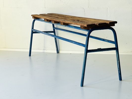 Metal and Pine Bench, 1970s-ALG-1354314