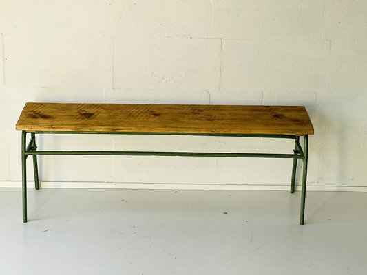 Metal and Pine Bench, 1970s-ALG-1354679