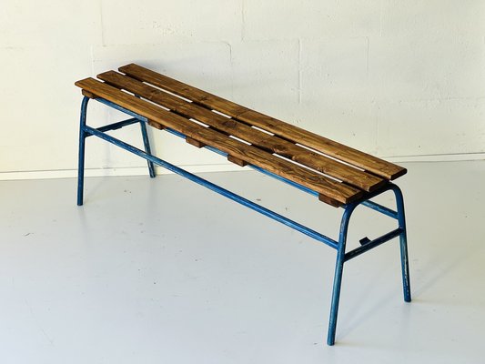 Metal and Pine Bench, 1970s-ALG-1354314