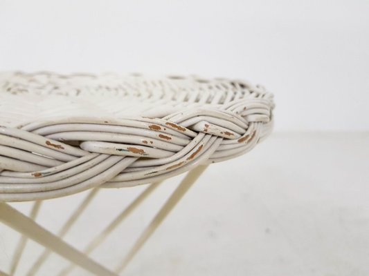 Metal and Rattan Wire Stool, 1950s-ZO-634475