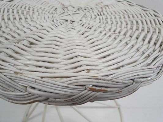 Metal and Rattan Wire Stool, 1950s-ZO-634475