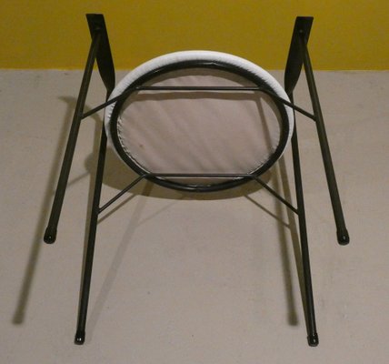 Metal and White Skai Armchairs, Italy, 1980s, Set of 4-ERB-1750216