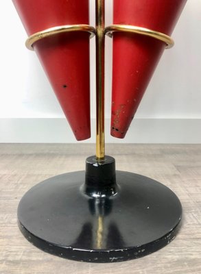 Metal & Brass Red Cone Umbrella Stand from Vitra, Italy, 1970s-LYQ-1171769