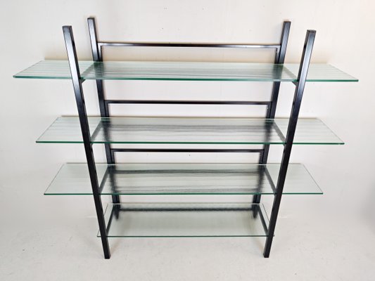 Metal Étagère with Four Reeded Glass Shelves-FGA-923263