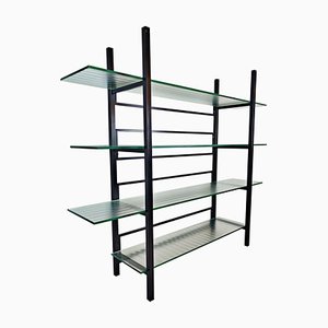 Metal Étagère with Four Reeded Glass Shelves-FGA-923263