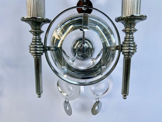 Metal & Glass Wall Lamps by Gaetano Sciolari, Italy, 1970s, Set of 2-LYQ-1171611