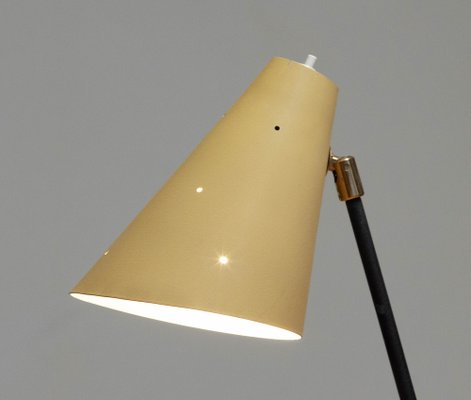 Metal Grasshopper Giraffe Floor Reading Lamp with Vanille Shade, Sweden, 1940s-JE-1802151