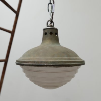 Metal & Holophane Glass Pendant Light-JRP-946146