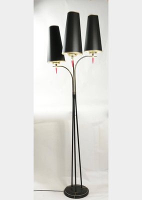 Metal Paint and Brass 3-Light Floor Lamp, 1950s-WFS-744747