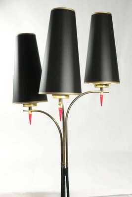 Metal Paint and Brass 3-Light Floor Lamp, 1950s-WFS-744747