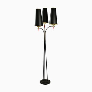 Metal Paint and Brass 3-Light Floor Lamp, 1950s-WFS-744747