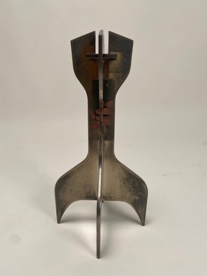 Metal Sculptural Candleholders attributed to Marcel Breuer for Gavina, 1960s, Set of 2-KKZ-1814214