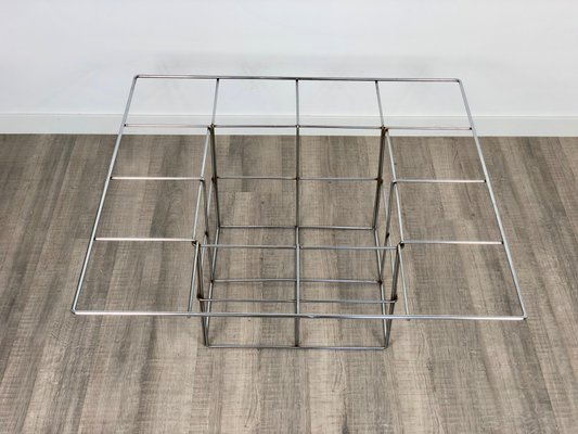 Metal & Smoked Glass Coffee Side Table-LYQ-1171799