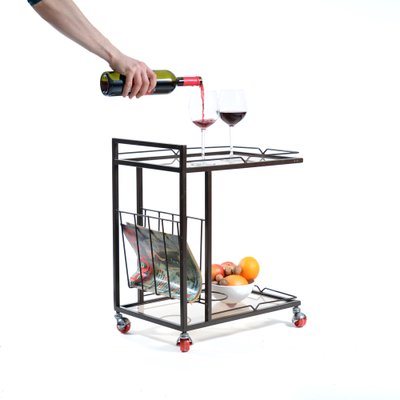 Metal & Smoked Glass Serving Trolley, 1970s-UL-276665